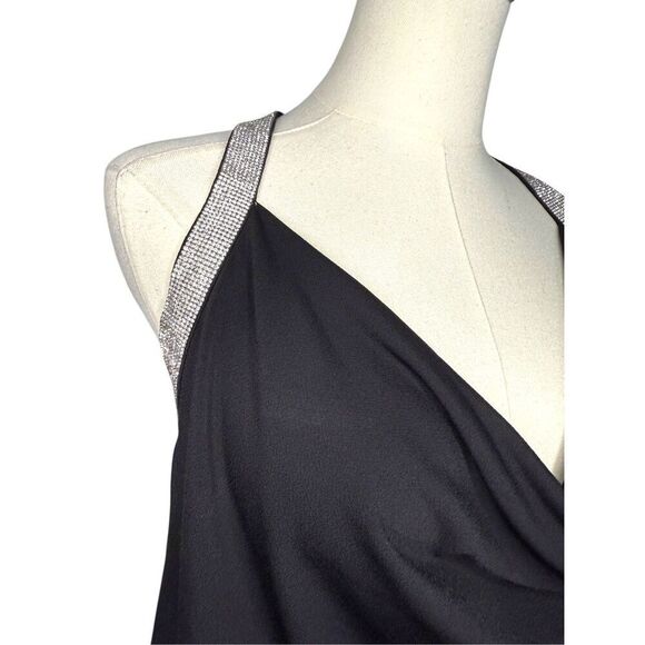Cache Women’s Small Rhinestone Draped Halter Top Black Elegant Sexy Glam Y2K - Picture 2 of 7